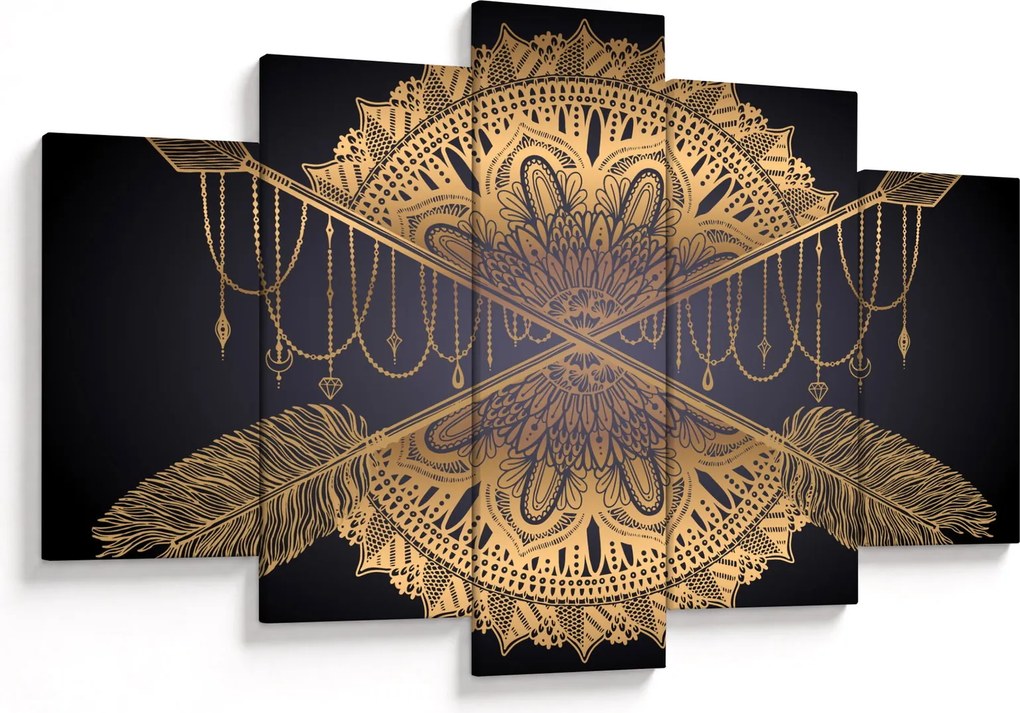 Obraz - Zlatá mandala s šípmi (150x105 cm)