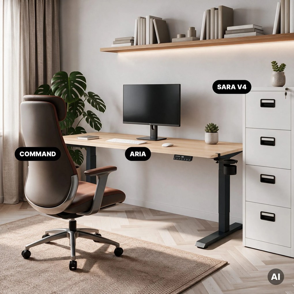 Elektrický stôl s reguláciou výšky ergonomický antracitový/dub sonoma,1600x800 mm: ARIA