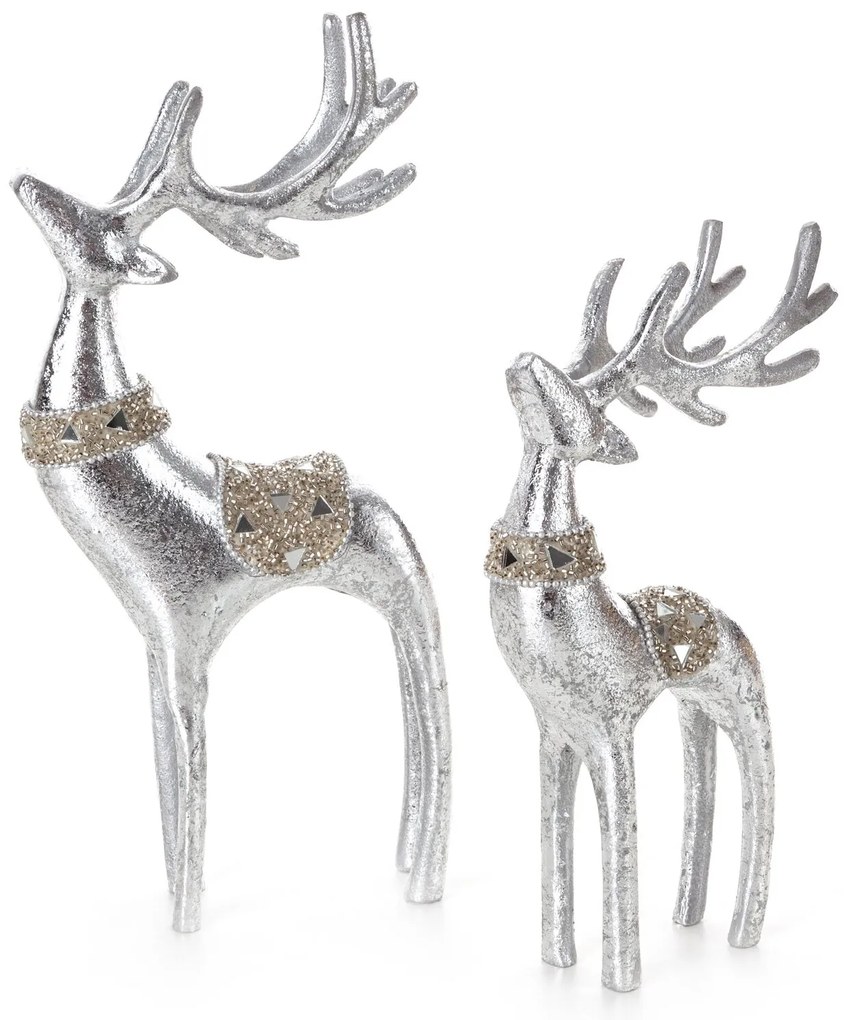 VIANOČNÁ SOŠKA DEER 30CM STRIEBORNÁ