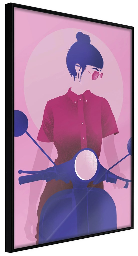 Artgeist Plagát - Girl on Scooter [Poster] Veľkosť: 20x30, Verzia: Zlatý rám s passe-partout