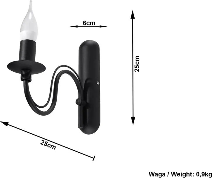 Čierne kovové nástenné svietidlo Fiorano – Sollux