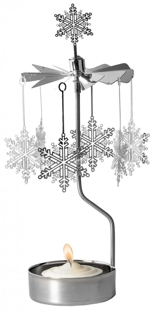 Pluto Design Rotujúci svietnik Snowflakes Silver