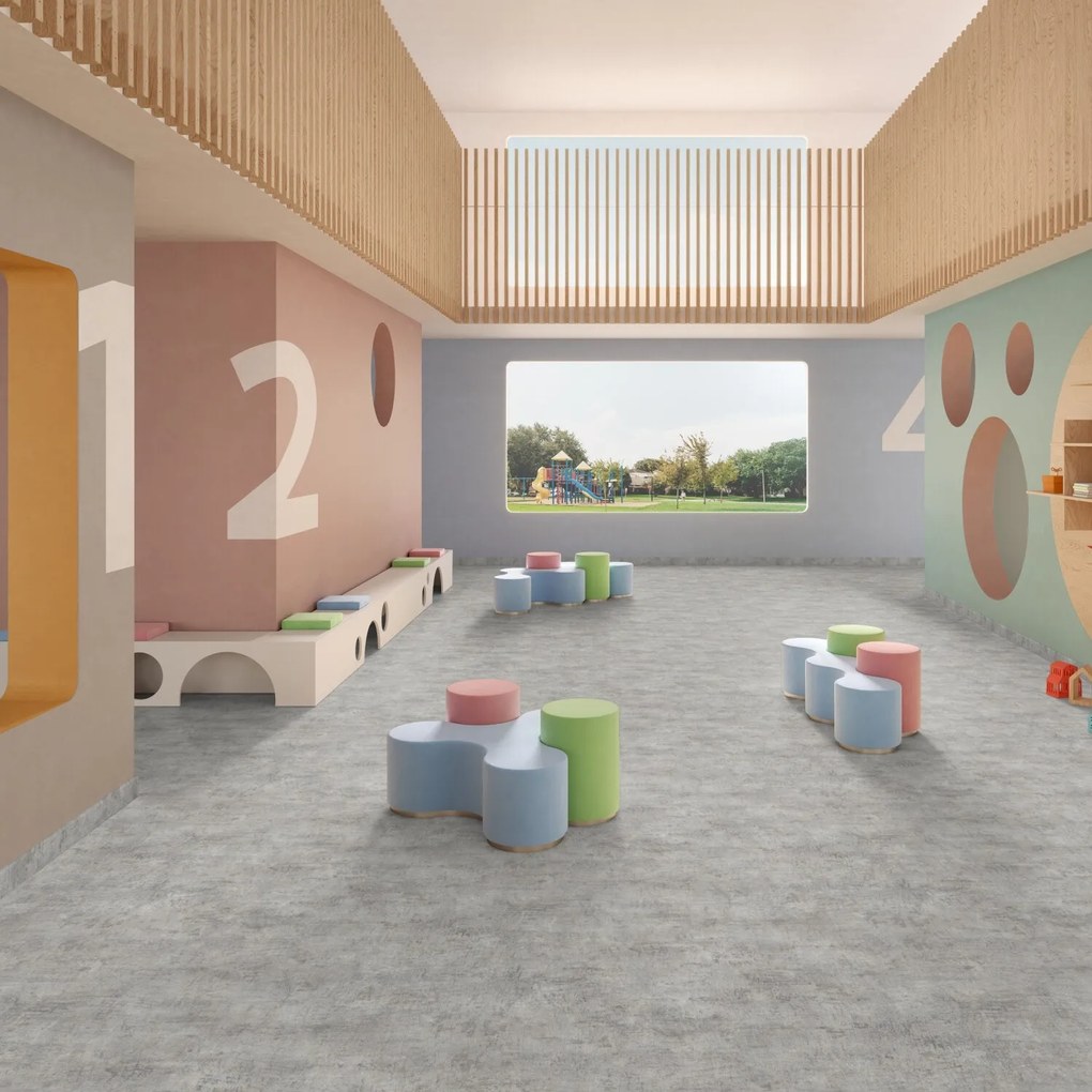 PVC podlaha - lino AladinTex Ultra 2225 Rough l. grey, na mieru, šíře 4m, šedá, filc, chodba / predsieň, Gerflor