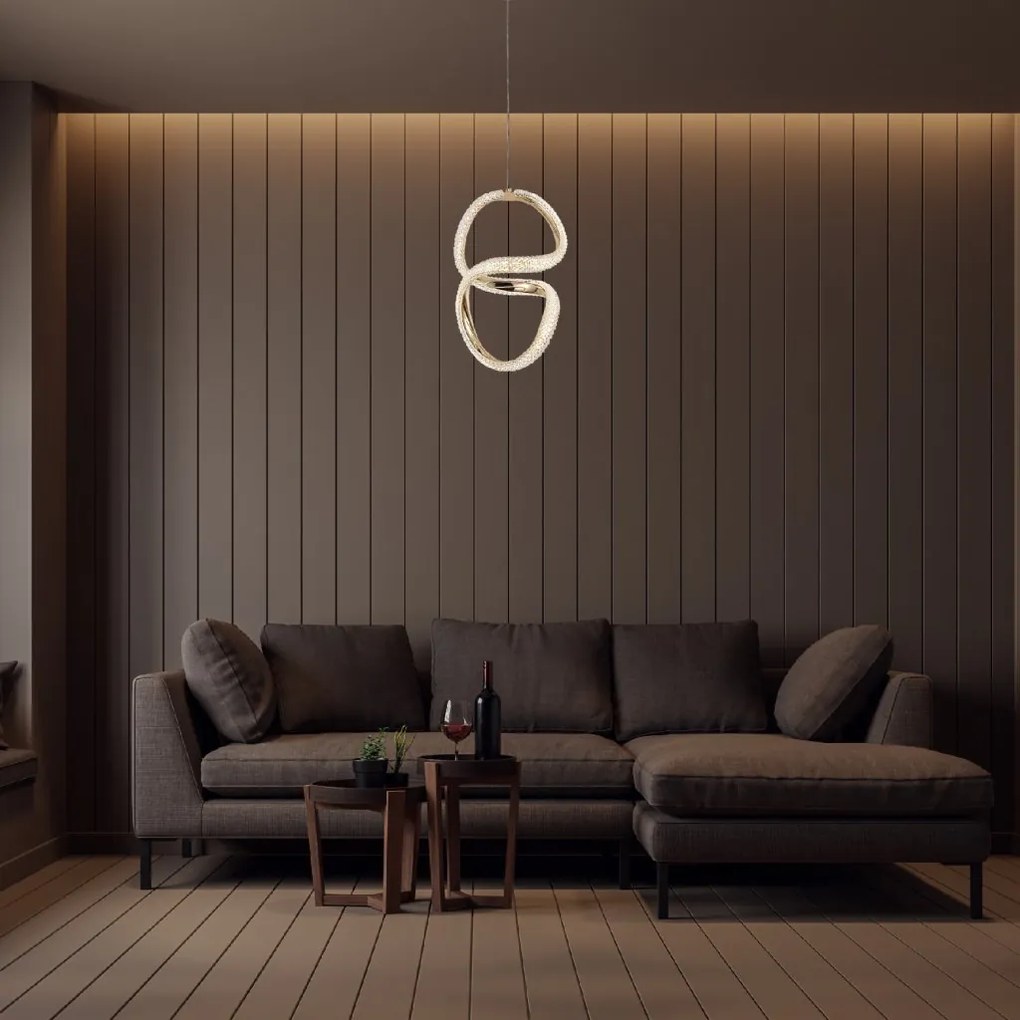 Toolight Toolight, LED závesné svietidlo 24W, 4000K, G077-3CPR, zlatá, OSW-08667