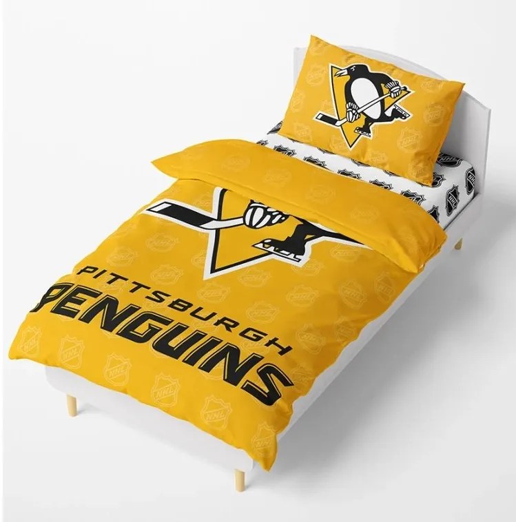 NHL Hokejové obliečky Pittsburgh Penguins Shields 140x200/70x90 cm
