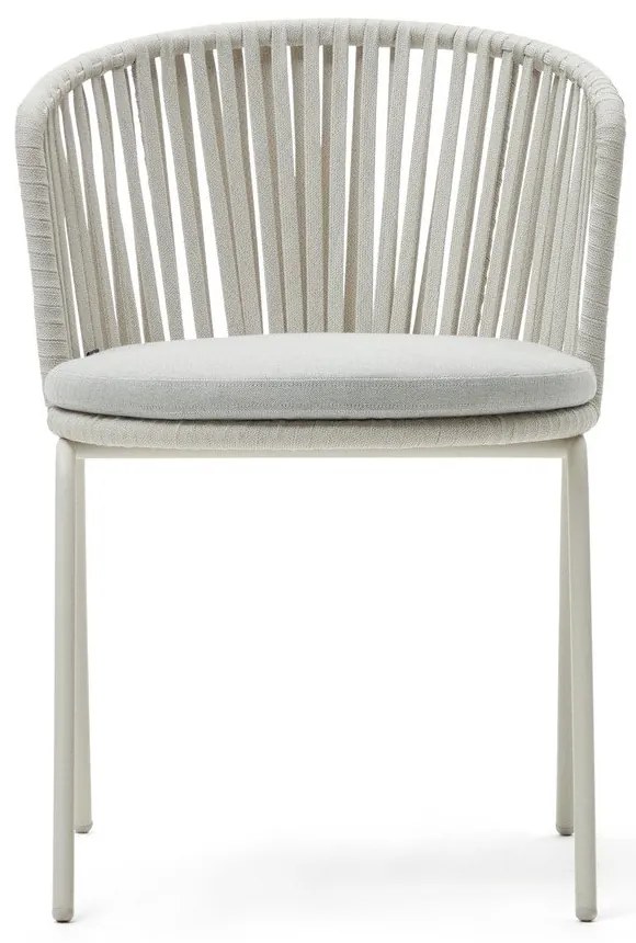 Biela kovová záhradná stolička Saconca - Kave Home