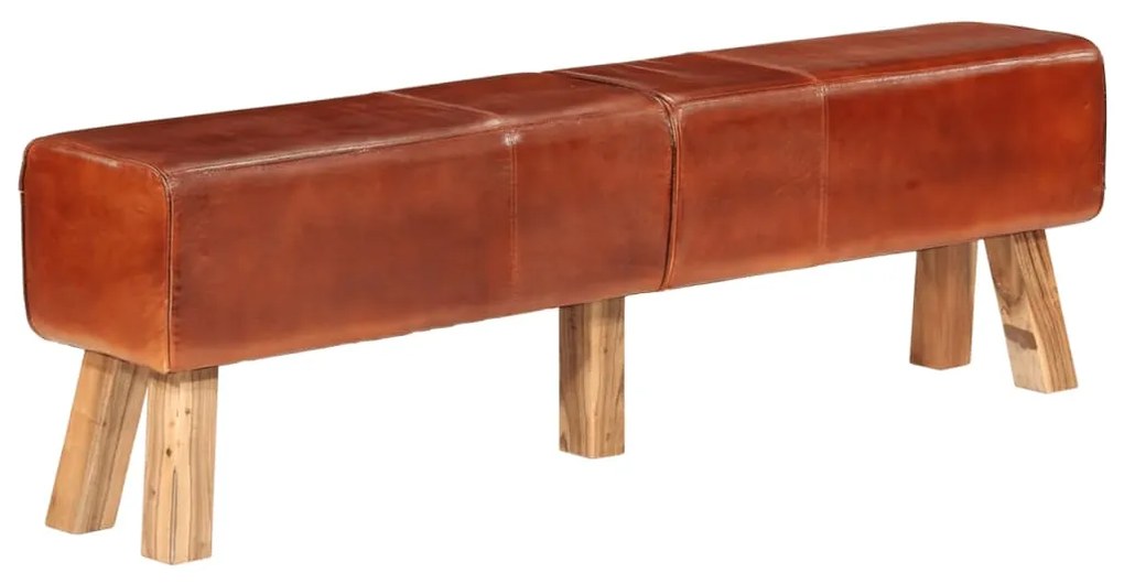 Gymnastická lavička hnedá 160 cm pravá koža 356384