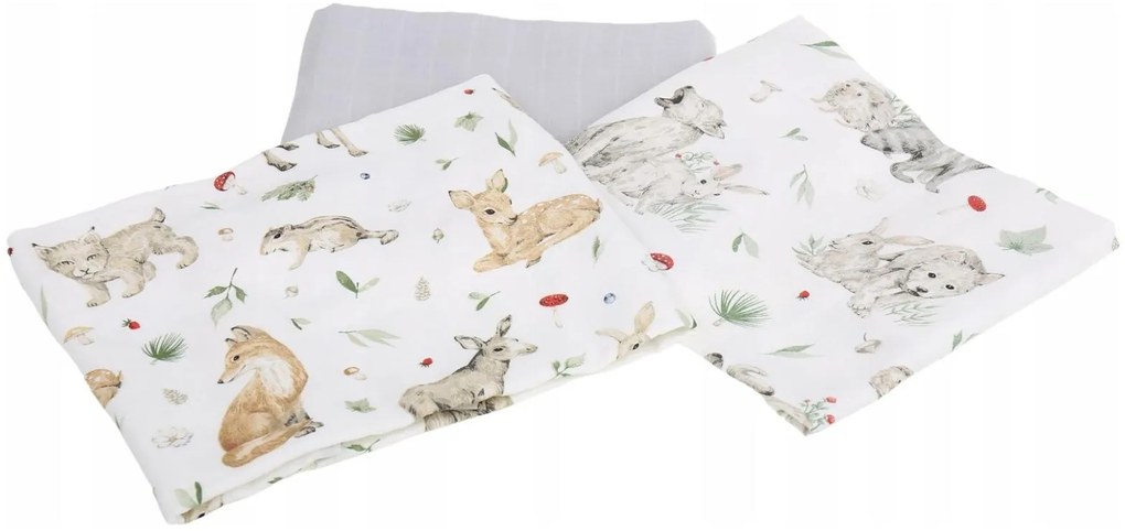 Detské mušelínové plienky BABYMAM PREMIUM 60x75 cm - sada 3 ks - Lesné zvieratká