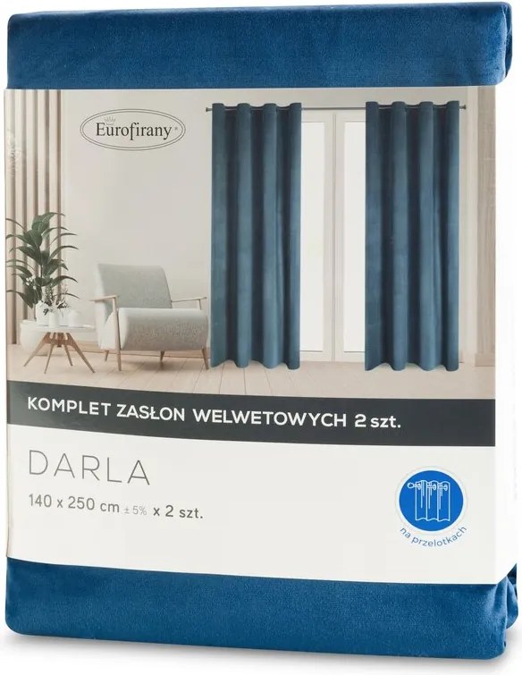 Dekorstudio Komplet 2ks tmavomodrých zamatových závesov DARLA 140x250cm