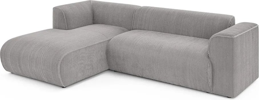 Svetlosivá menčestrová rohová pohovka (ľavý roh/s leňoškou) Merid – Ropez