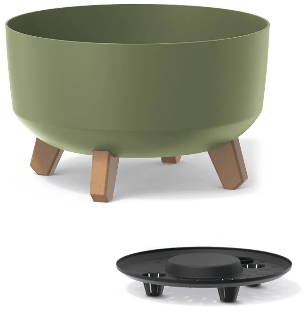Plastový kvetináč na nožičkách DGRL300L 28,5 cm - zelená
