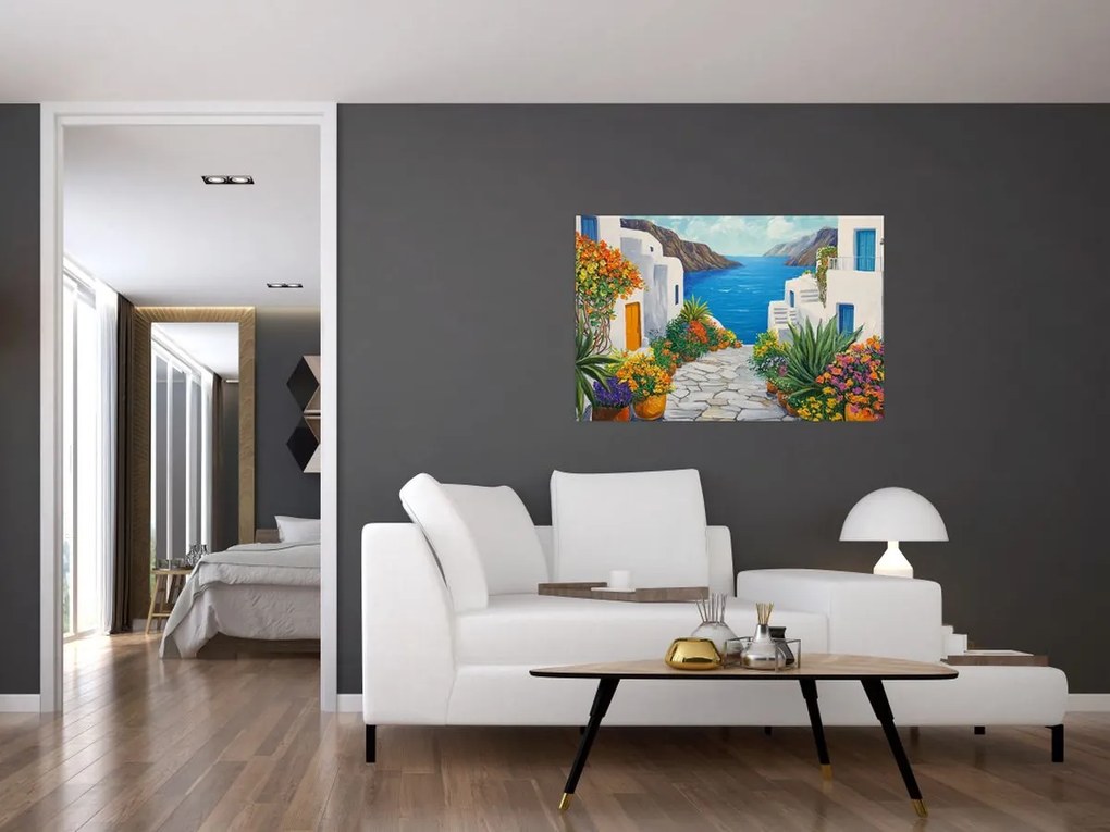 Obraz - Grécka ulička (90x60 cm)