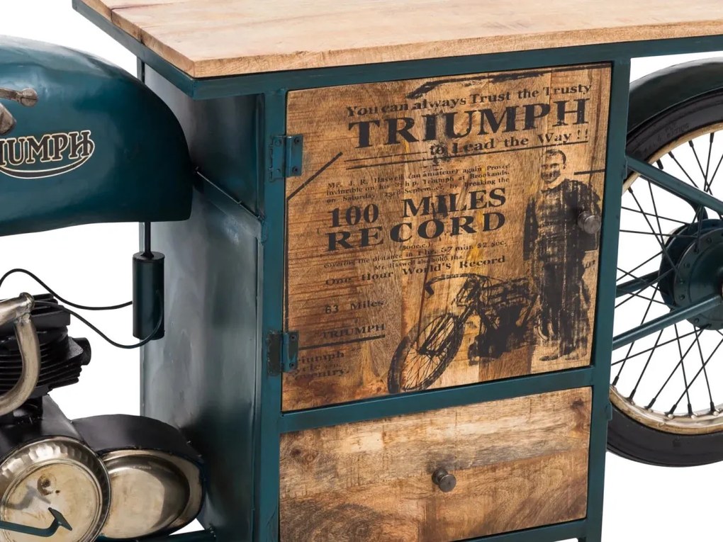 furniture-nabytek.cz - Masívna skrinka pod umývadlo Triumph z mangového dreva a kovu, lakovaná, modrá – 216×50×75 cm