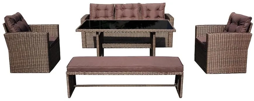 Komplet technoratanový Julia hnedá