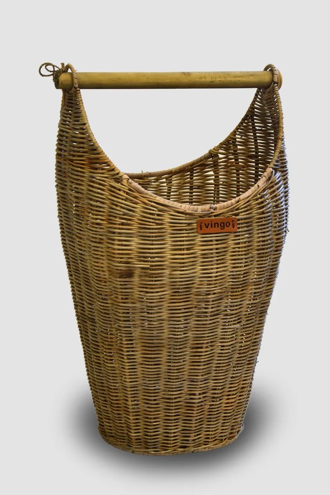 Ratanový kôš s držiakom na toaletný papier, sivý - 33 x 27 x 45 cm