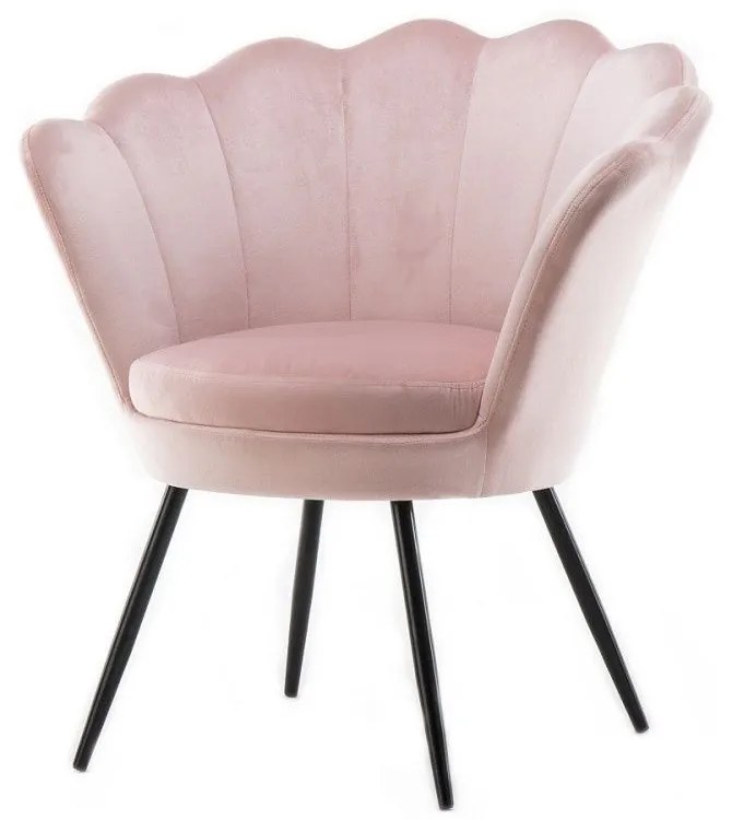 LuxuryForm DESIGN Kreslo FREY VELUR s čiernymi nohami - ružové