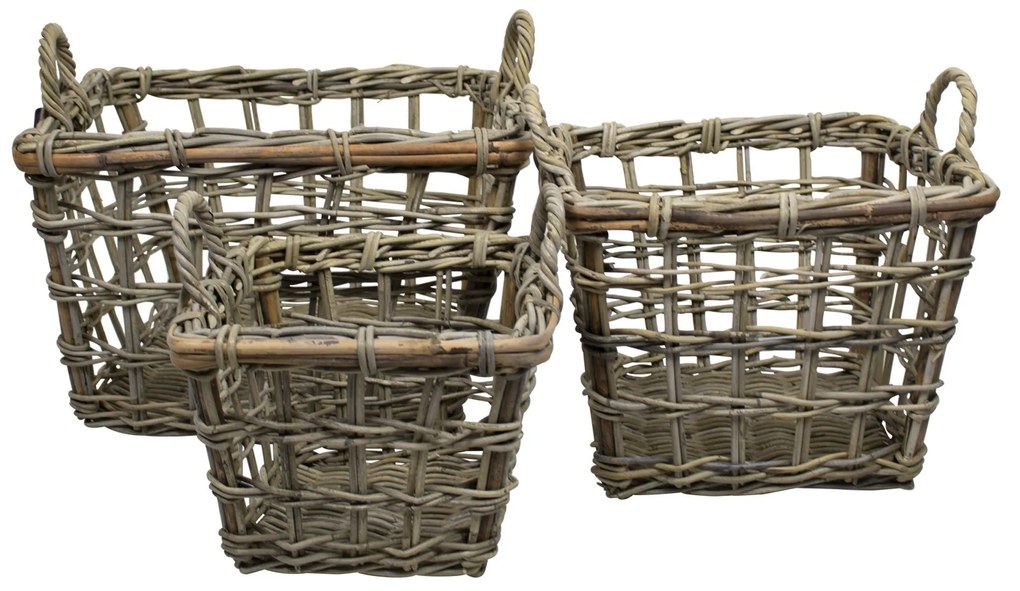 Ratanový koš čtvercový sada 3 - 50*50*35cm