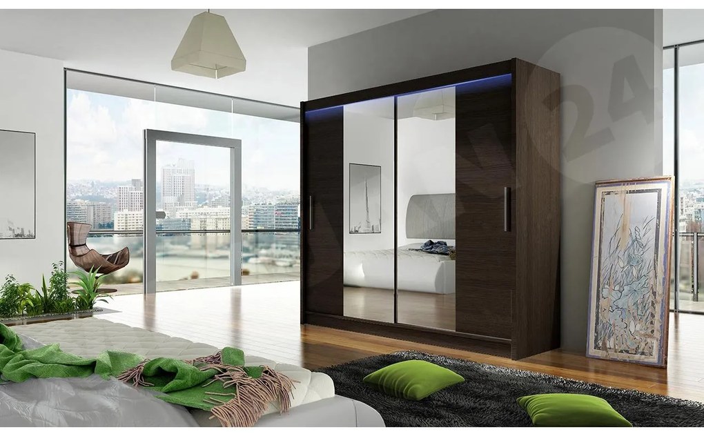 Skriňa London II, Farby: kašmír, Osvetlenie: osvetlenie LED RGB - farebné