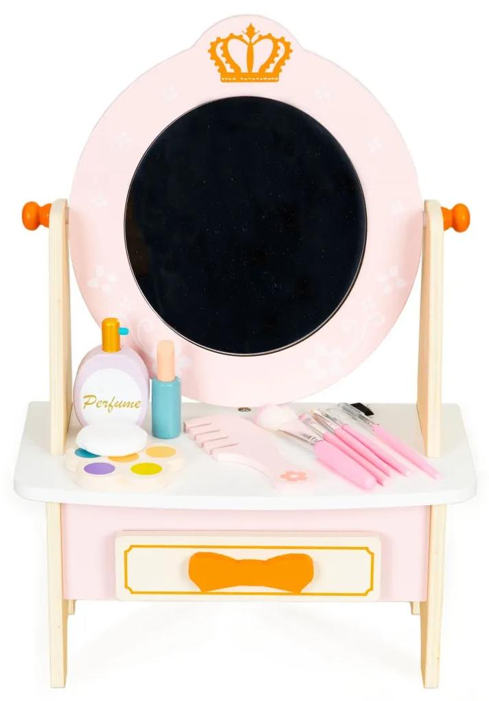 Dětský dřevěný toaletní stolek Samantha růžový