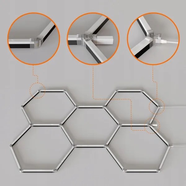 LED RGBW stmievateľné stropné svietidlo HEXAGON LED/144W/85-265V 7000K CRI 90 IP54 biela+DO