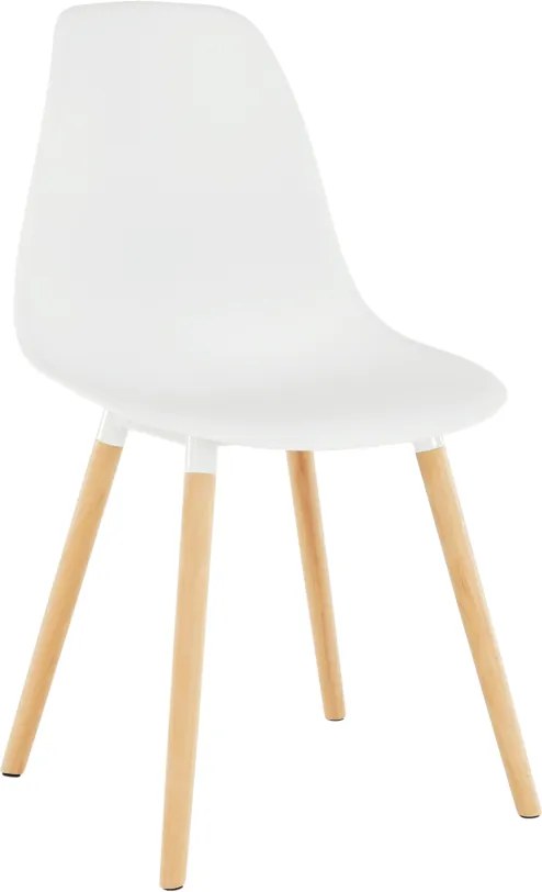 Stolička, biela plast/buk, KALISA