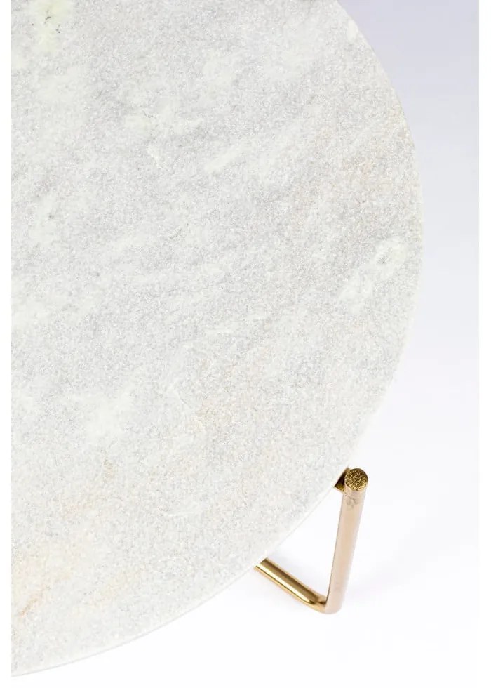 Okrúhly konferenčný stolík s mramorovou doskou v bielo-zlatej farbe ø 70 cm Timpa – White Label