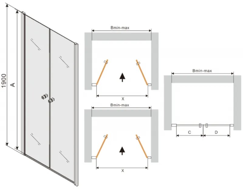 Mexen Texas sprchové otočné dvere do otvoru 70 cm, 880-070-000-01-00