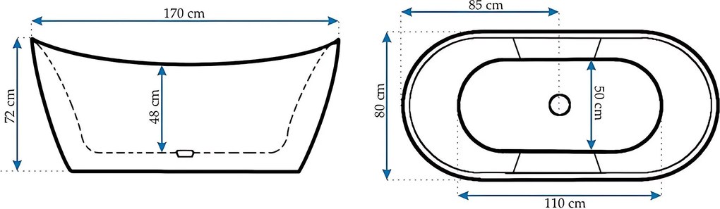 Rea Ferrano, voľne stojaca vaňa 170x80 cm, biela, REA-W0106
