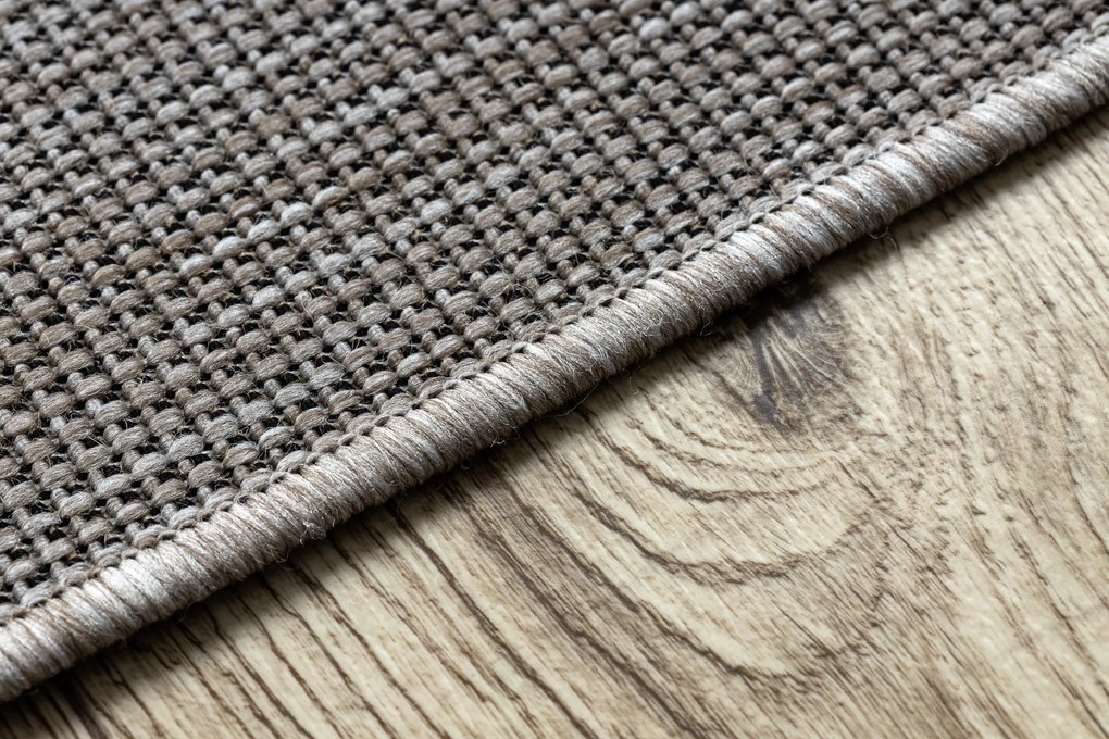 Šnúrkový koberec SIZAL FLOORLUX 20580, hladký strieborno/ čierny