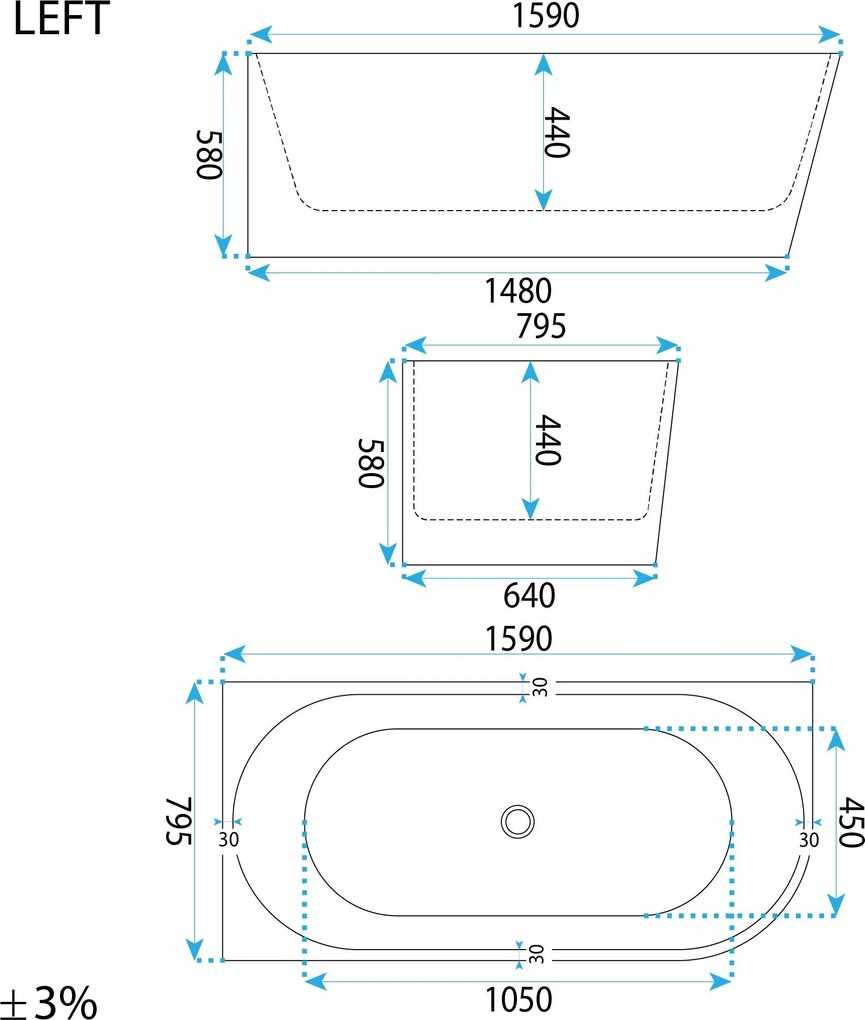 Rea Rea, Akrylová rohová vaňa SYDNEY BELLANTO LEFT 160cm, KPL-W7252