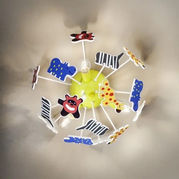 Redo 04-514-Detské stropné svietidlo SAFARI 3xE14/28W/230V pr. 41cm pestrofarebné