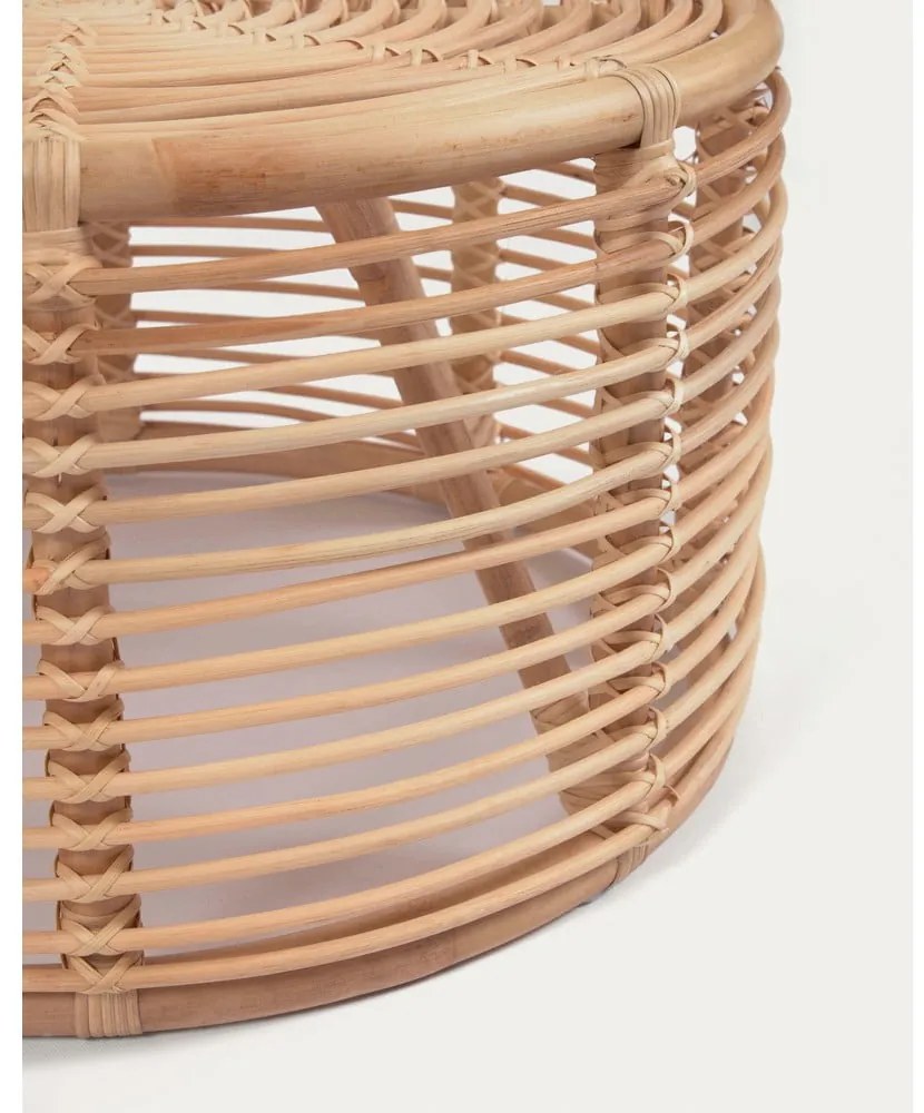 Ratanový okrúhly konferenčný stolík v prírodnej farbe ø 66 cm Kohana – Kave Home