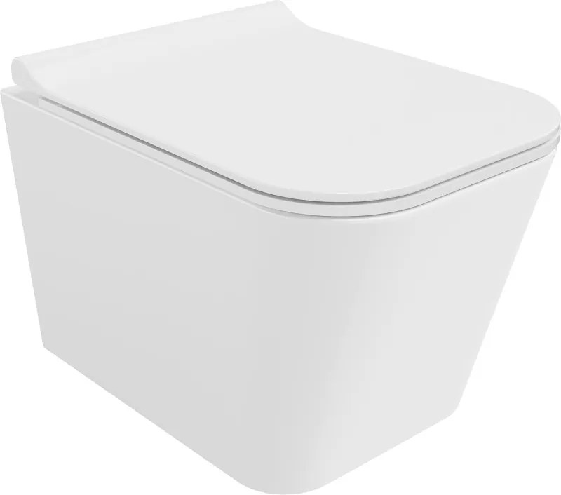 Mexen Teo, závesná WC misa 510x345x340 mm, Rimless Tornádo + WC sedadlo z duroplastu, biela lesklá, 30850700T