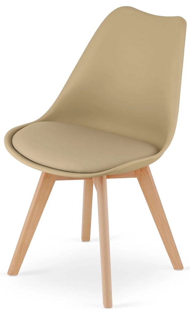 Béžová stolička BALI MARK s bukovými nohami