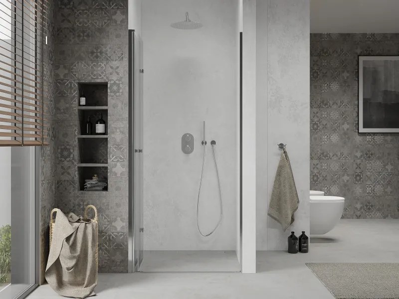 Mexen Lima, skladacie sprchové dvere do otvoru 115 x 190 cm, 6mm číre sklo, chrómový profil, 856-115-000-01-00-D