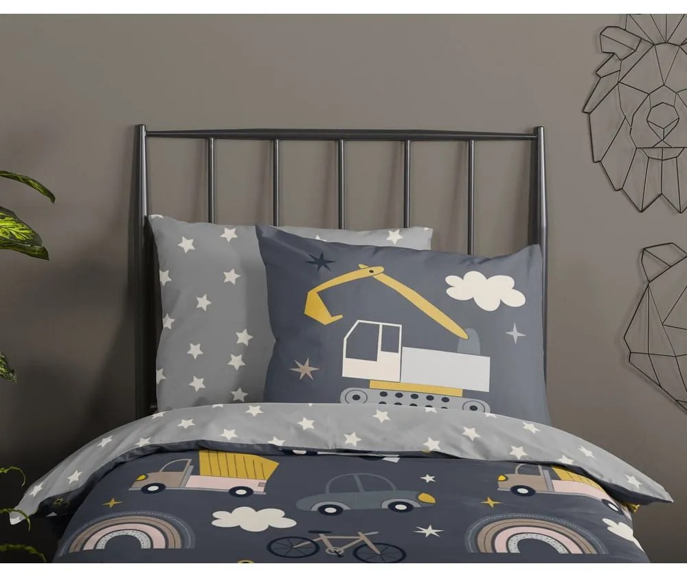 Sivé bavlnené detské obliečky na jednolôžko 140x200 cm Rush – Good Morning