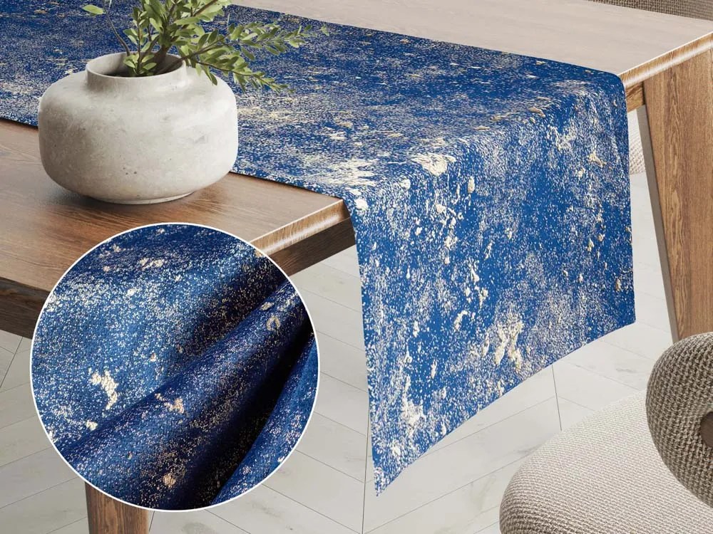Biante Zamatový behúň na stôl Isabela IBL-005 Gold Design kráľovská modrá 20x140 cm