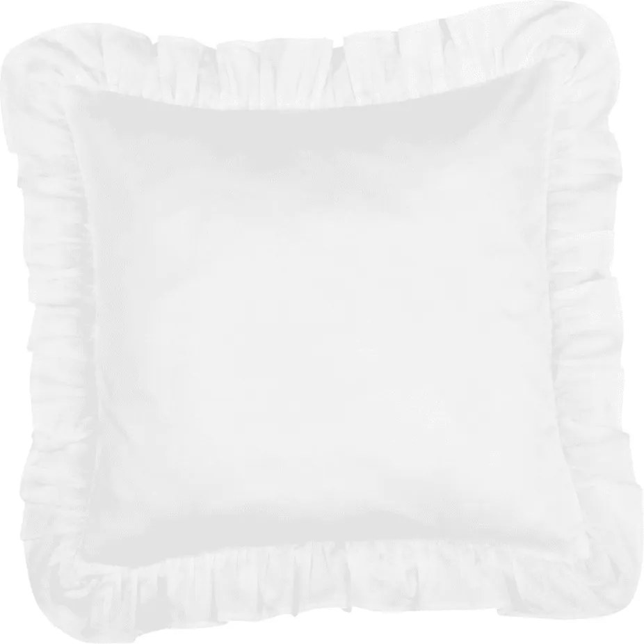 Vankúš s volánikmi biela 45cm