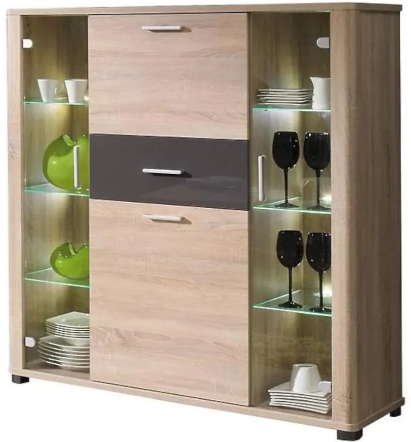 Vitrína S Barom Fill 2 Sklo Sonoma/Grafit