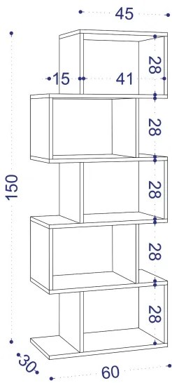 Knižnica MERIC 15x60 cm biela