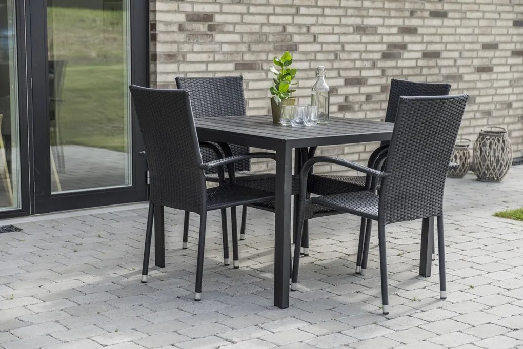 Záhradný jedálenský set Viking M + 4x ratanová stolička Paris
