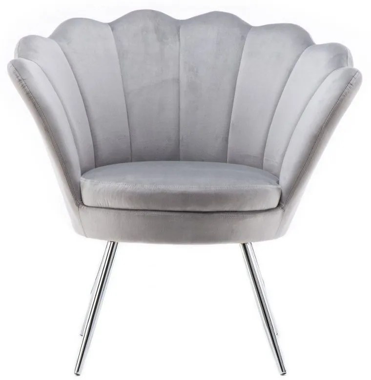 LuxuryForm DESIGN Kreslo FREY VELUR so striebornými nohami - svetlo šedé