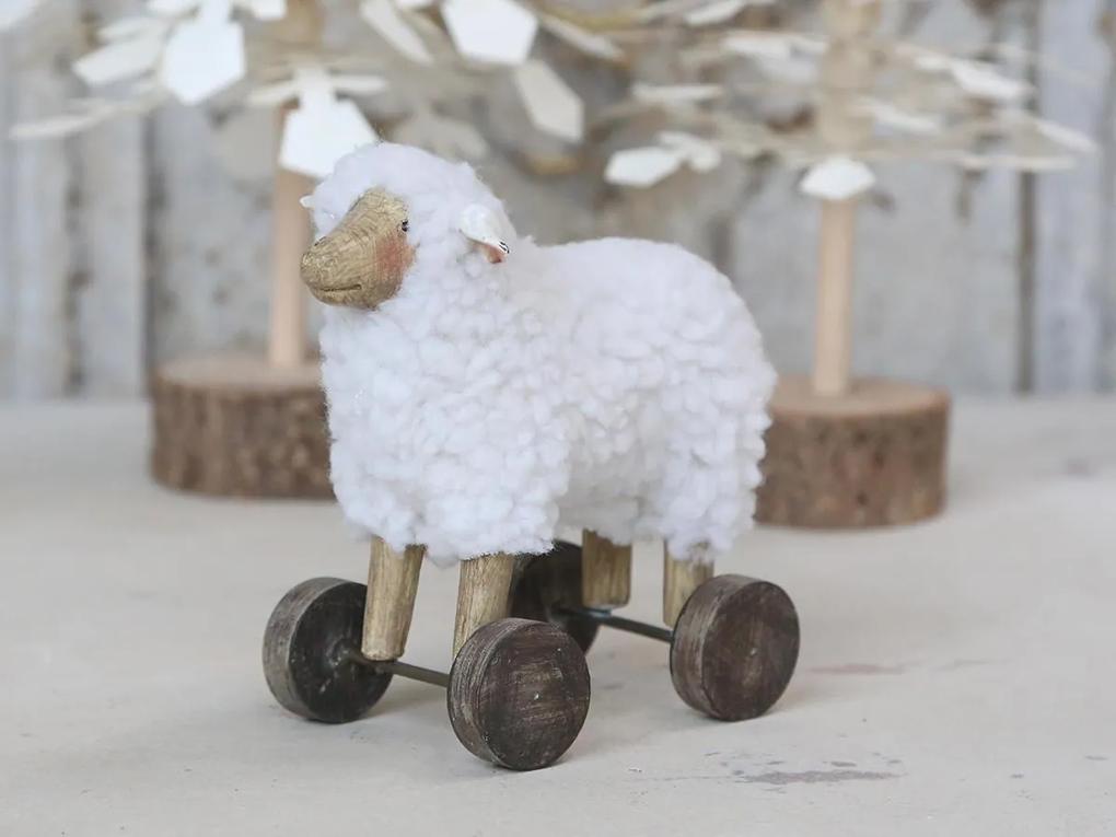 Chic Antique Dekorácia Sheep on Wheels 13 cm