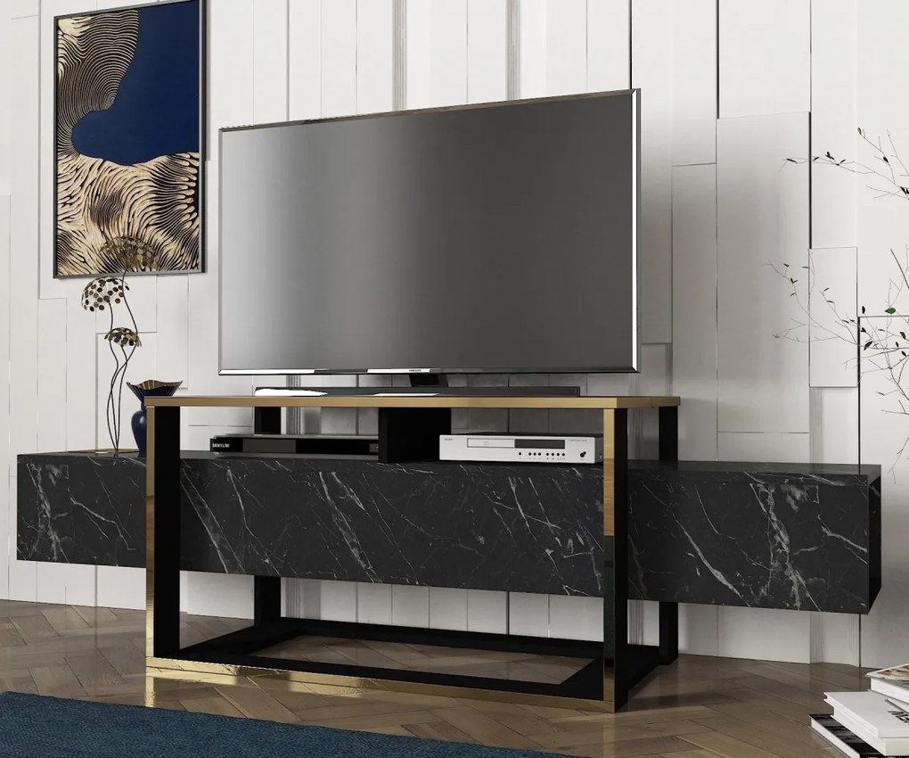 TV stolík Bianco čierny/zlatý