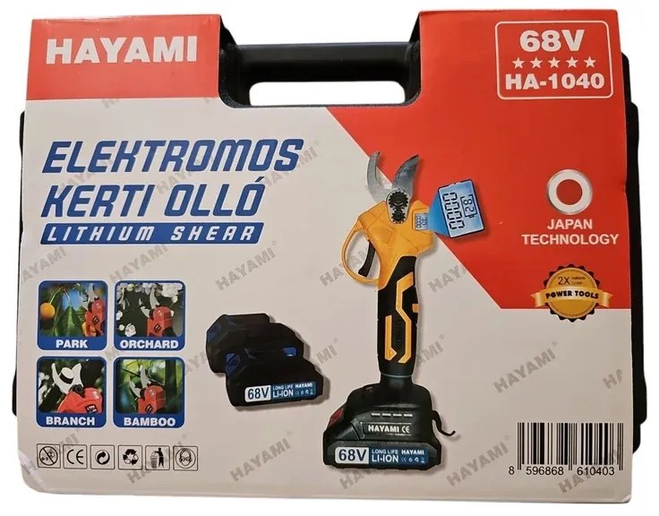 Akumulátorové záhradné nožnice HAYAMI HA-1040 + kufrík + 2 batérie