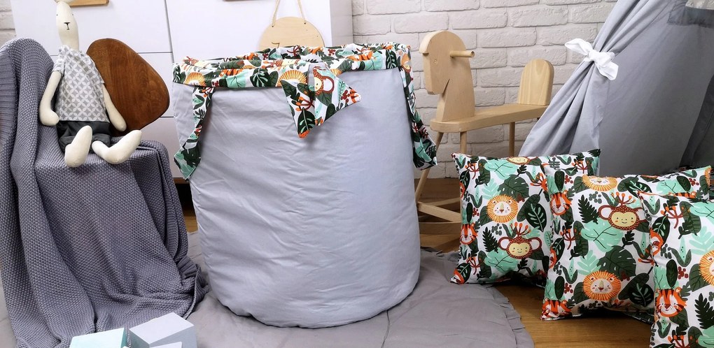 Detský kôš na hračky AFRIKA - šedý