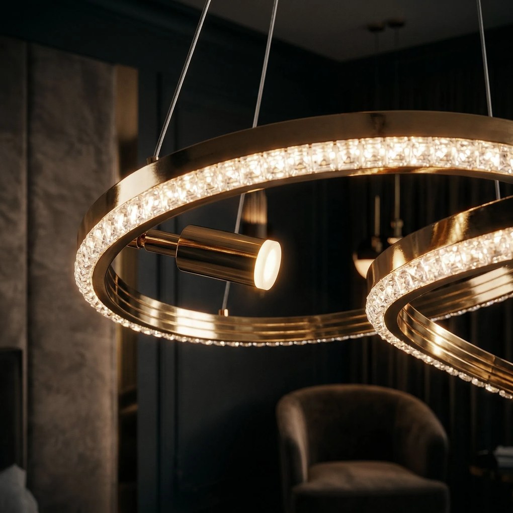 Toolight Toolight, LED závesné svietidlo, 620 mm, 140W, 4000K, 5000lm, G158-CP, zlatá lesklá, OSW-06410