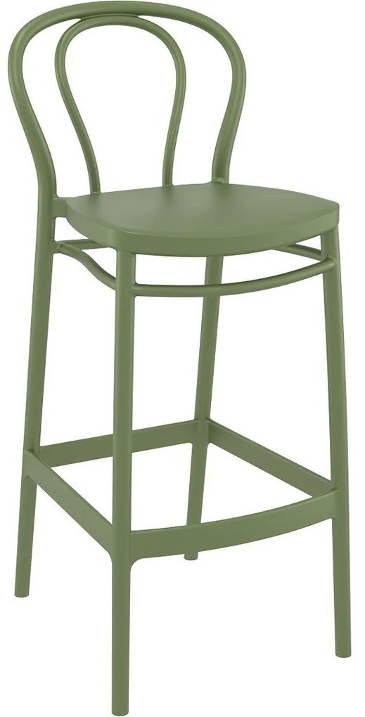 VICTOR BAR 75 záhradná barová stolička olive green