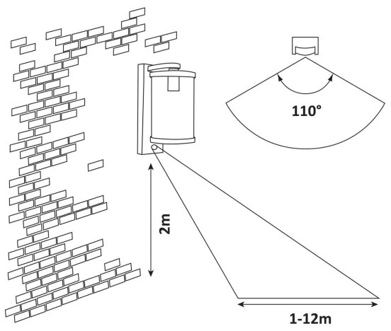 Rabalux - Vonkajšie nástenné svietidlo so senzorom 1xE27/60W/230V IP44
