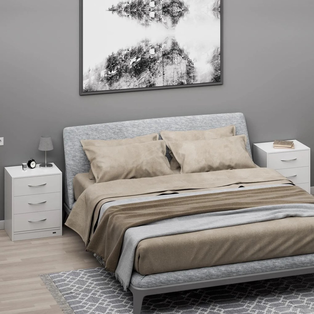 Nočný stolík ELOISE s podsvietením, 54x39x28cm, biela Casaria